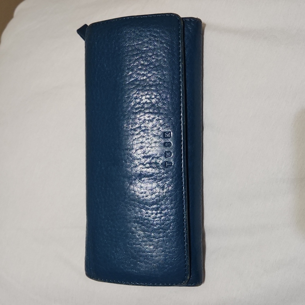 Blue tusk leather wallet